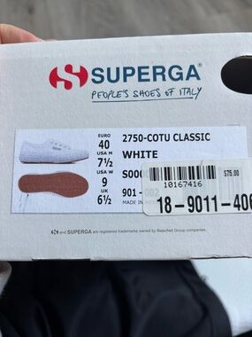 New Superga White Low-Top Canvas Sneakers